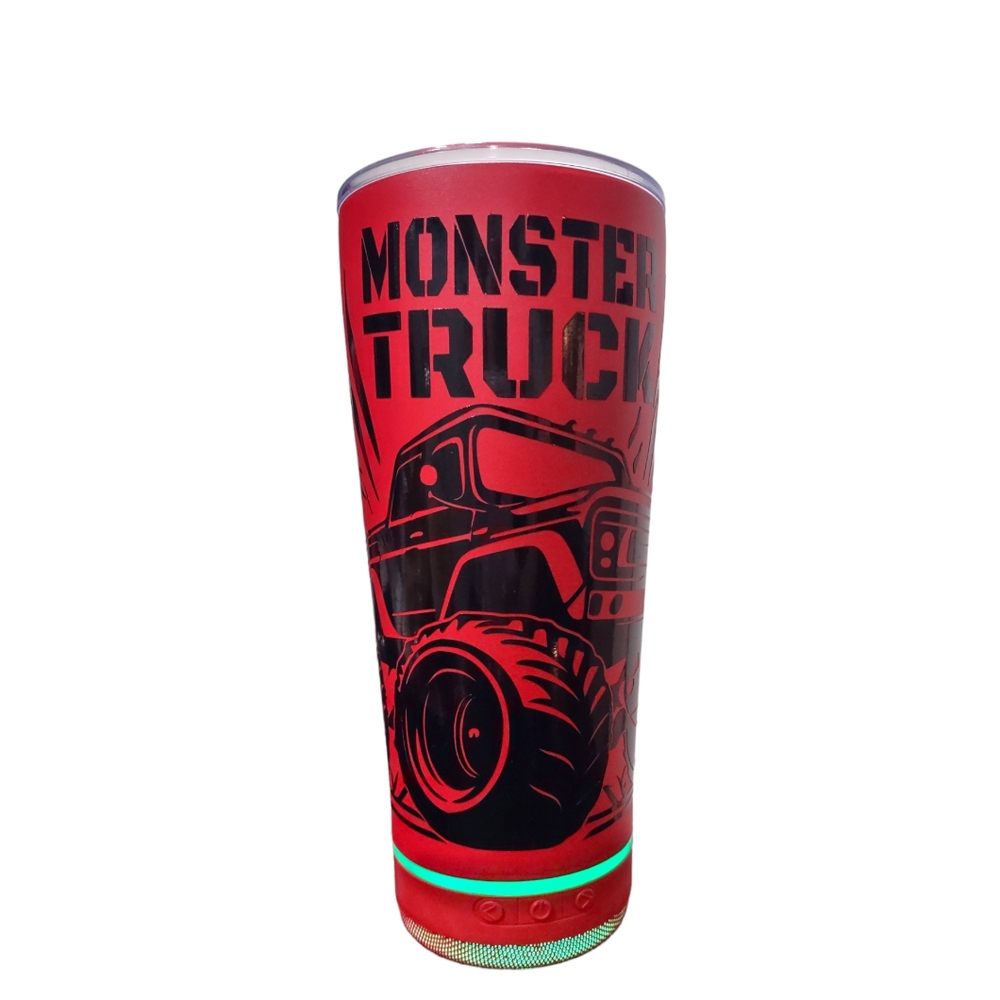 Portable Speaker Tumbler Red with lights and Bluetooth personalize 18oz Custom